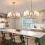 Lustre de style maison de campagne, lumière de confort visuel 5 lumières, discret avec abat-jour en tissu blanc, luminaire linéaire pour îlot de cuisine, salle à manger-1213604158