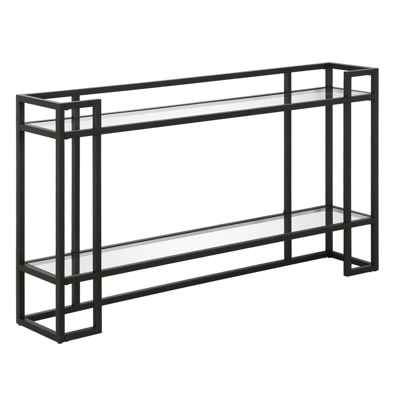 Uriel 132.08cm Glass Top Console Table, Black