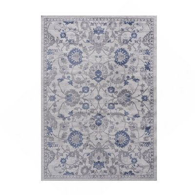 8X10 Blue/Silver/Oriental Non-Shedding Living Room Bedroom Dining Home Office Stylish And Stain Resistant Area Rug