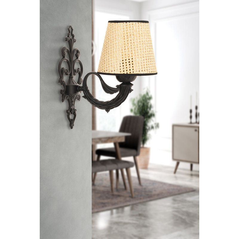 Lampe murale, Naturel/noir, Noir