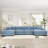 170"Oversized Cloud Modular U-Shape Sectional Couch,Premium Corduroy Fabric With Chaise Deep Seat Wide Armrests,8 Throw Pillows Good Resilience Cushion,Easy Assembly, For Living Rooms Studies,Blue-213191386