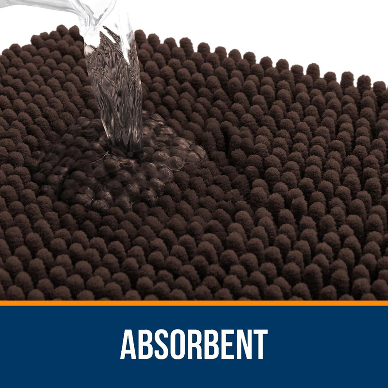 Tapis de bain doux en chenille absorbante 36 po x 24 po, Brun