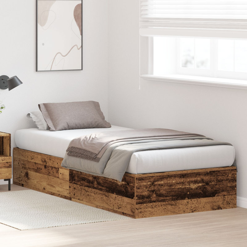 Storage Bed Frame, 80 x 200 cm, Old Wood