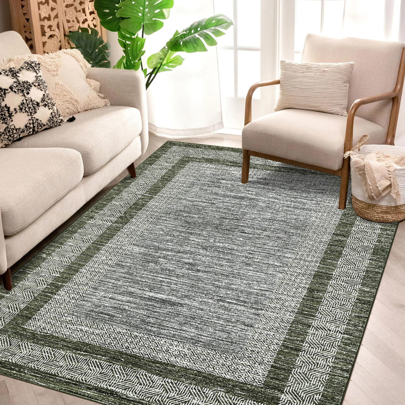 Rectangle Abstract Area Rug, Green, Rectangle 120 x 170 cm