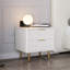 Table de chevet beige moderne Inarrow avec 2 tiroirs et pieds dorés