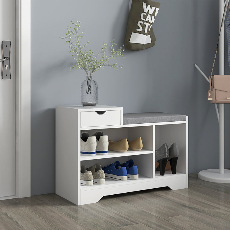 Marlayne Polyester Upholstered Storage Bench, White