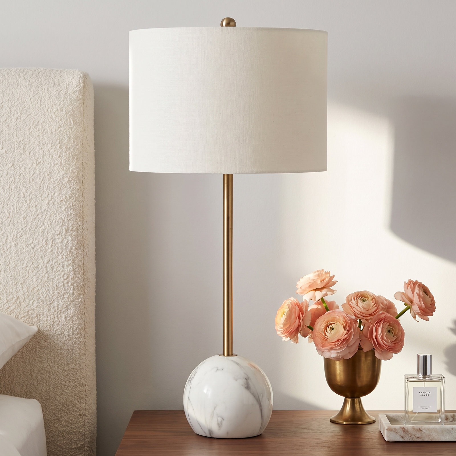 Hilda Marble USB Table Lamp, White