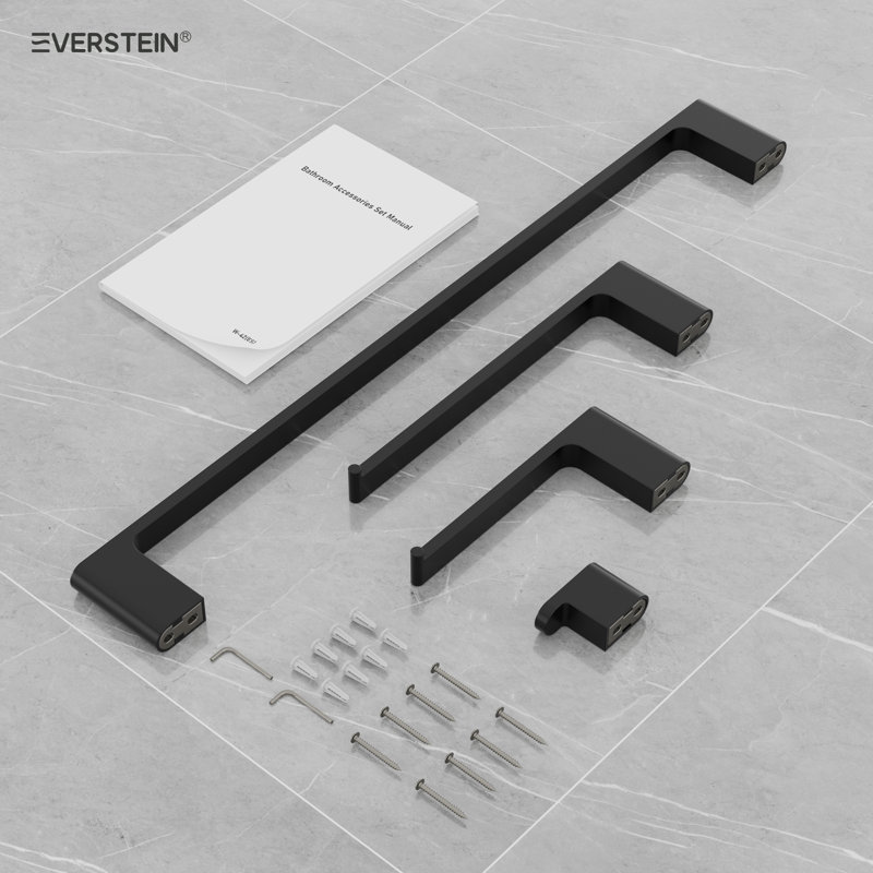 4 - Piece Bathroom Hardware Set, Matte Black