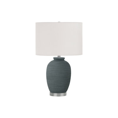 Lighting, H 24 po, lampe de table, bleu, ivoire / abat-jour crème, contemporain