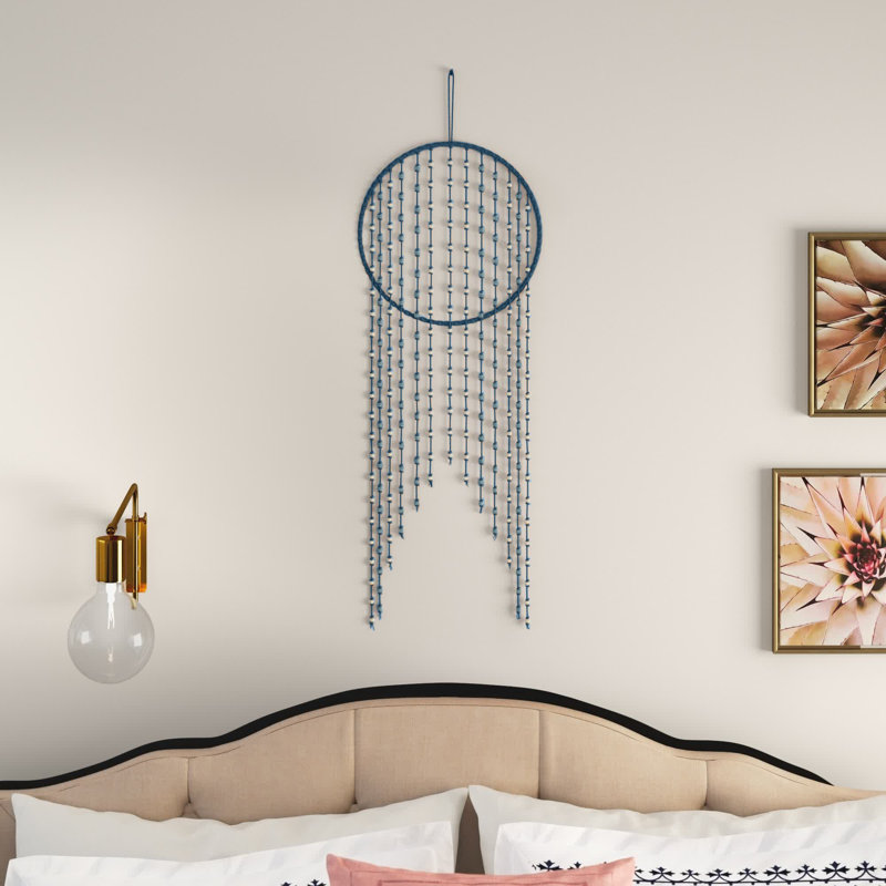 Hand Woven Cotton Wall Hanging, Bright Blue