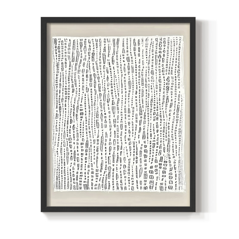Impression abstraite encadrée CCXLIX - prête à être accrochée, H 10 po x l 8 po, Noir