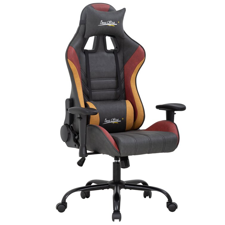 PC Gaming Chair Ergonomic Office Chair Racing Computer Chair with Lumbar Support Headrest Adjustable Armrest Rolling Swivel Desk Chair PU Leather