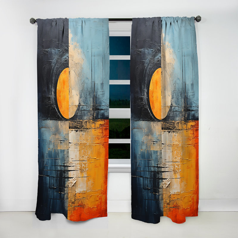 Botkin - Shapes Curtain - Room Darkening Abstract Curtain - 1 Panels, 52" W x 95" L