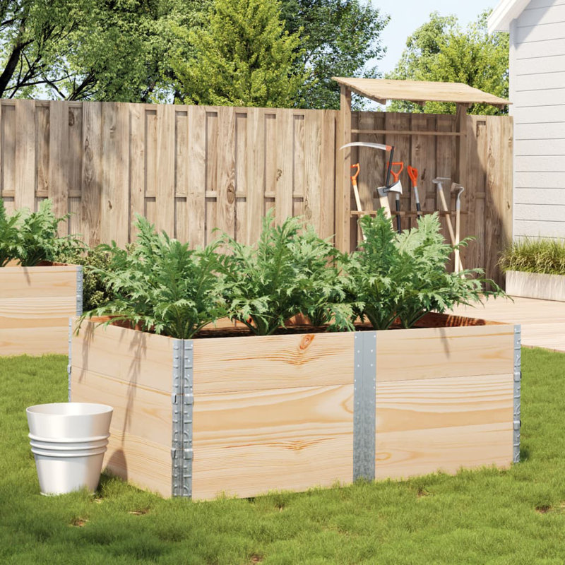 Corliss Wood Planter Box, Natural, 16.14" H x 59.06" W x 19.69" D