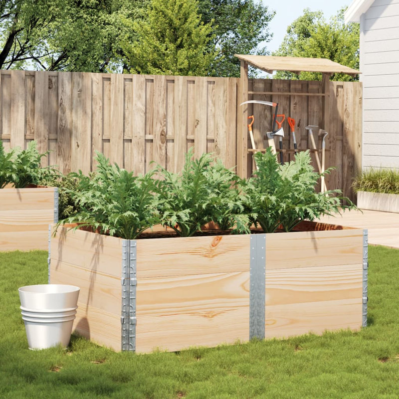 Corliss Wood Planter Box, 41cm H x 100cm W x 100cm D, Natural