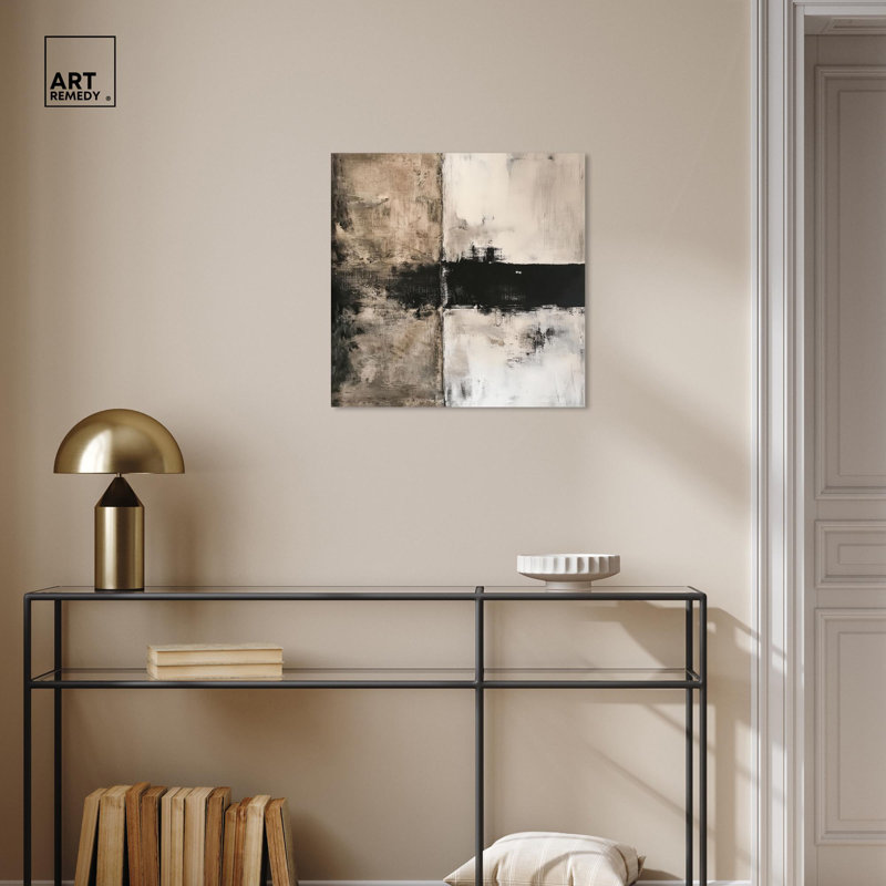 Muddy Veil Neutral Abstract Wrapped Canvas Art, 20" x 20"