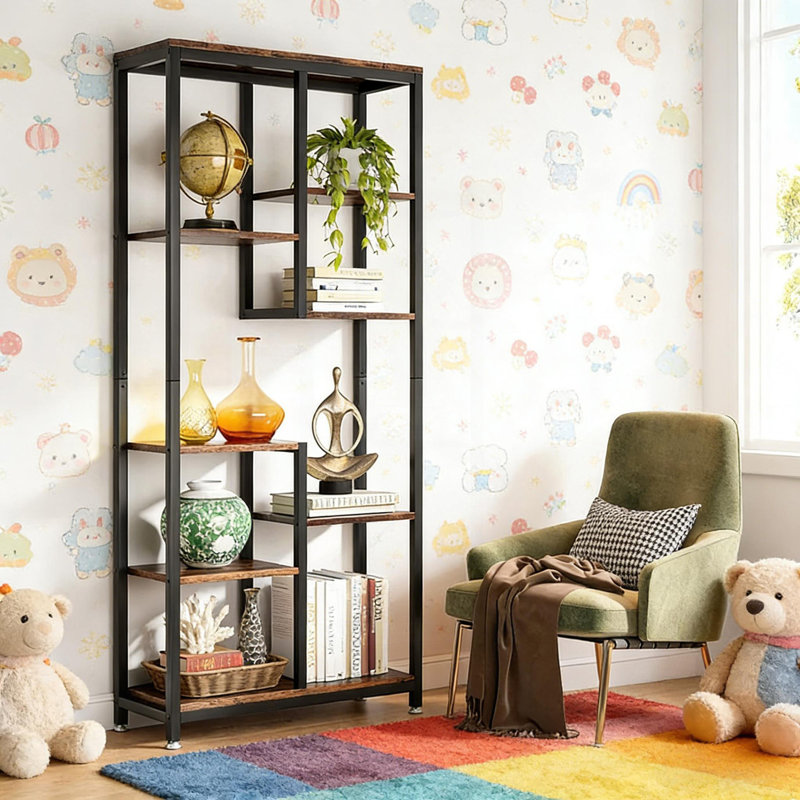 Open Display Rack,Farmhouse Bookshelf,Versatile Storage Bookcase