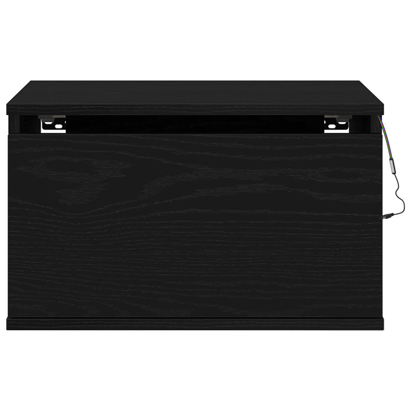 Wall-Mounted Bedside Cabinet Compact, Black Oak