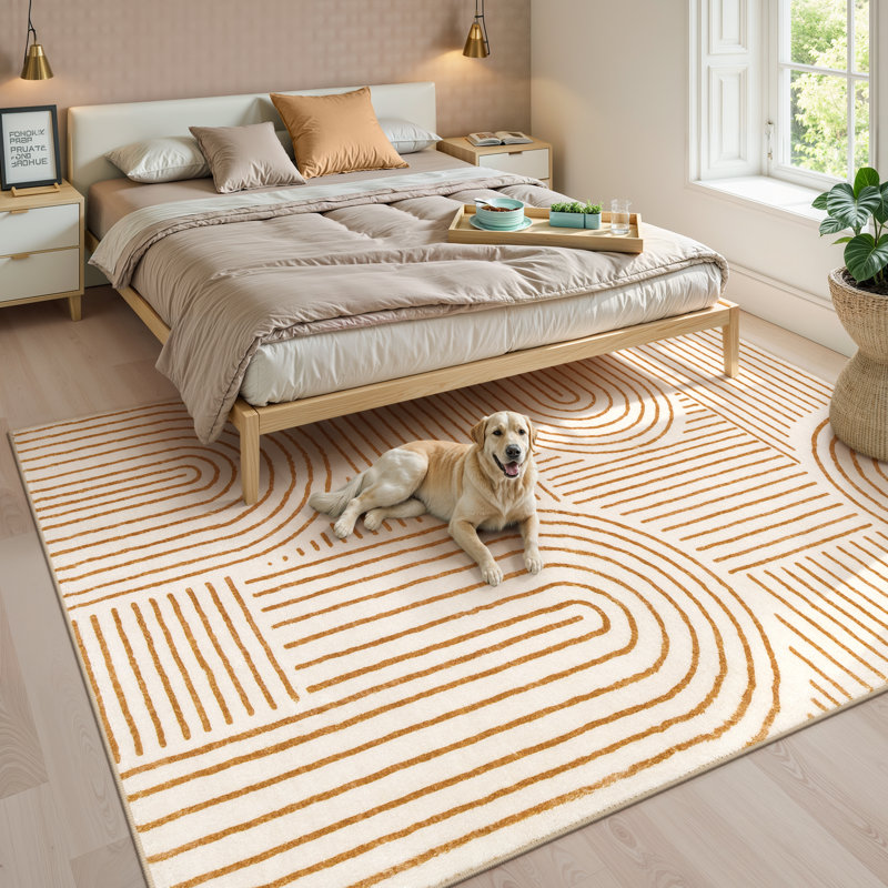 Abstract Washable Area Rug Soft Bedroom Rug for Living Room Ultra-Thin Non Slip Office Carpet, Rectangle 8' x 10'