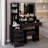 41" Large Size Left Bedside Cabinet Vanity Table+Cushioned Stool, Extra Large Touch Control LED Mirror, 3-Color Switch, Multi Layer High Capacity Storage Fashionable Dresser-1994965795