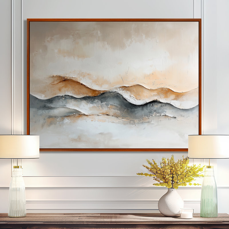 «Abstract Dunes Of Serenity», art sur toile, H 34 po x l 44 po, Brun, Cadre flottant