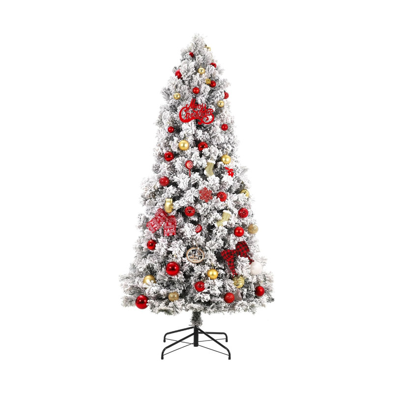 Arbre de Noël artificiel enneigé avec base en métal, H 7,5 pi
