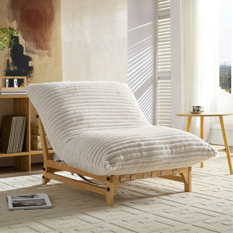 Canapé d'appoint sans accents, canapé simple décontracté, tissu velours côtelé, pour le salon et la chambre à coucher, avec dossier, siège simple, blanc cassé