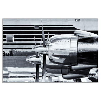 Black And White Douglas Dc-6 Vintage Airplane - Wrapped Canvas Print