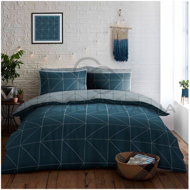 Cotton Blend Geometric Duvet Cover with Pillowcases, King Duvet Cover + 2 Standard Pillowcases