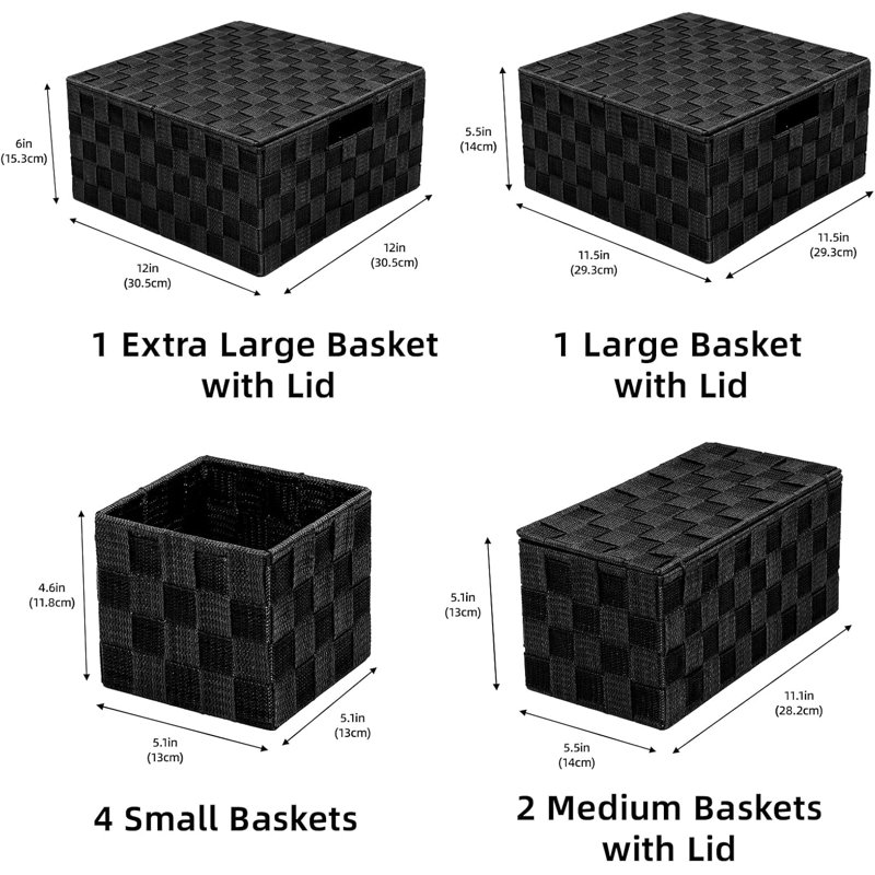 Ebern Designs Wicker Decorative Basket, Black
