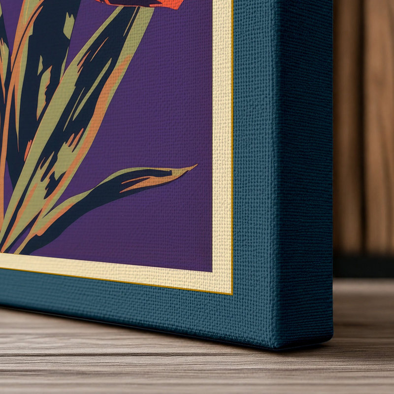 Carnation Cluster Botanical - Wrapped Canvas, 24x16 - 61.0 x 40.6 cm, Teal Border