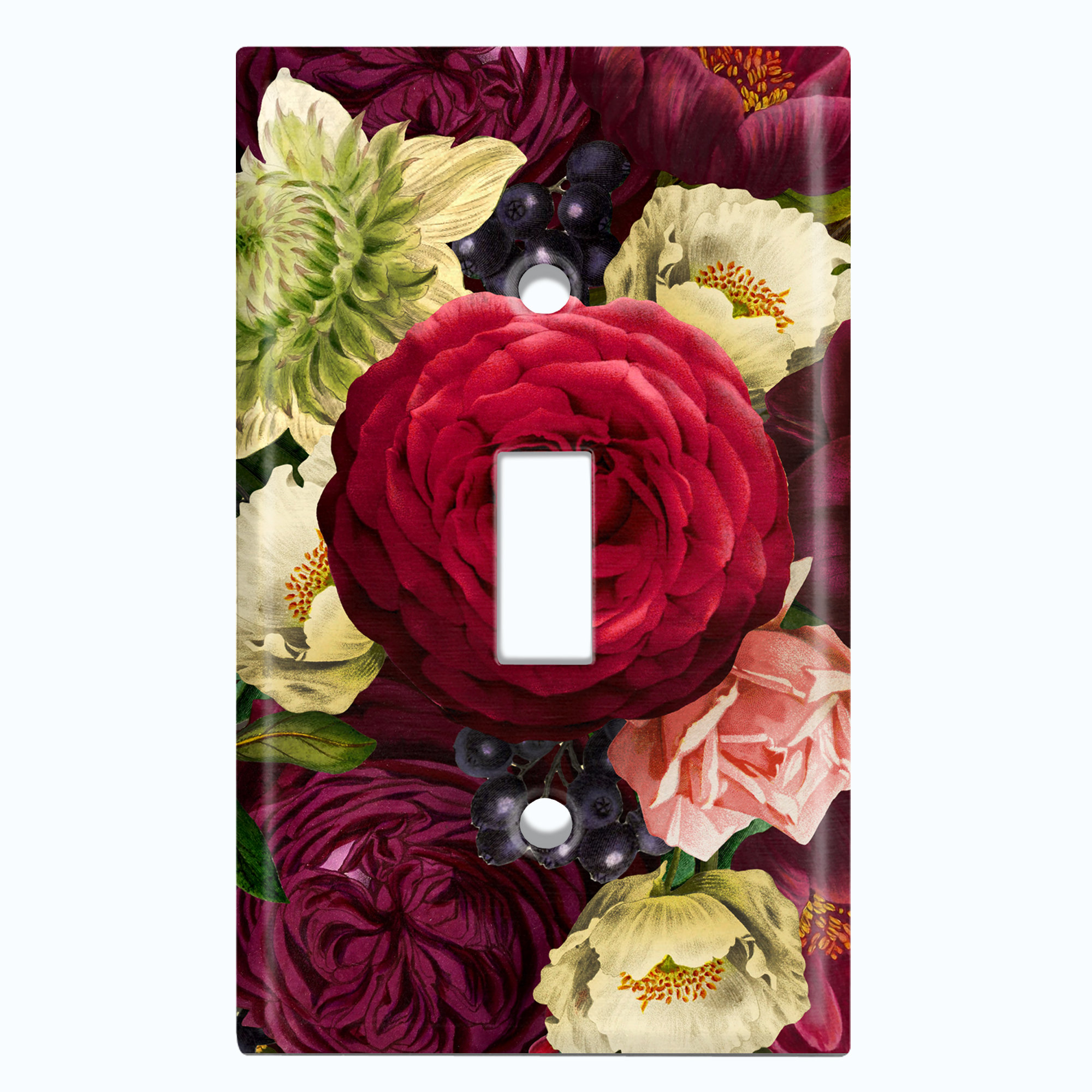 WorldAcc Metal Light Switch Plate Outlet Cover (Rose Red Zoom - Single ...