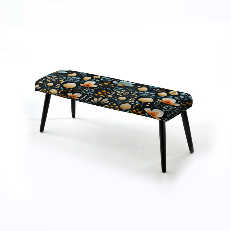 Banc noir rembourré Botanical, Botanical Upholstered Black