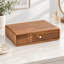 Boîte à bijoux de bureau vintage en bois d'acacia massif avec tiroirs et accessoires