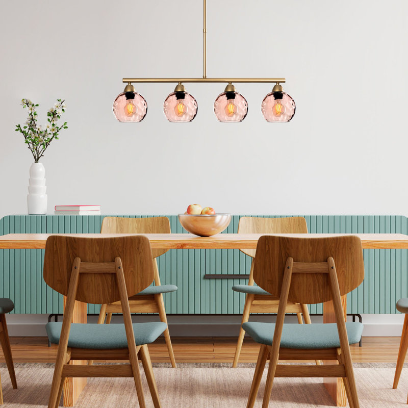 Elegant Pink and Gold Chandelier, Metal Body, 31.5 x 5.9 x 31.5 inches | Cap Diameter: 5.9 inches, Base Plate Ø4.0 x 0.8 inches | 4 x E27 Socket (Max 40W) | Stylish Lighting Fixture for Dining Room, Living Room & Entryway
