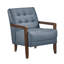 Fauteuil Lenie, cuir capitonné, bois de noyer-113497073