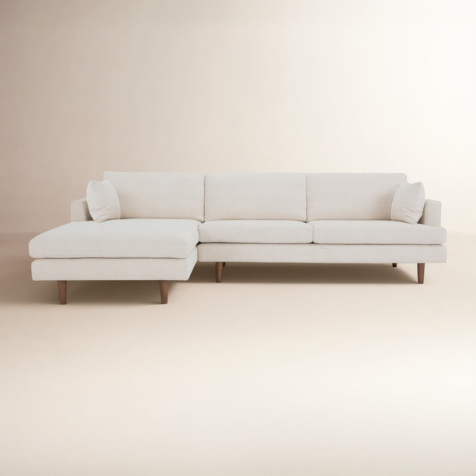 Laguna Upholstered Chaise L-Sectional, Left Hand Facing, Cream Performance Basketweave