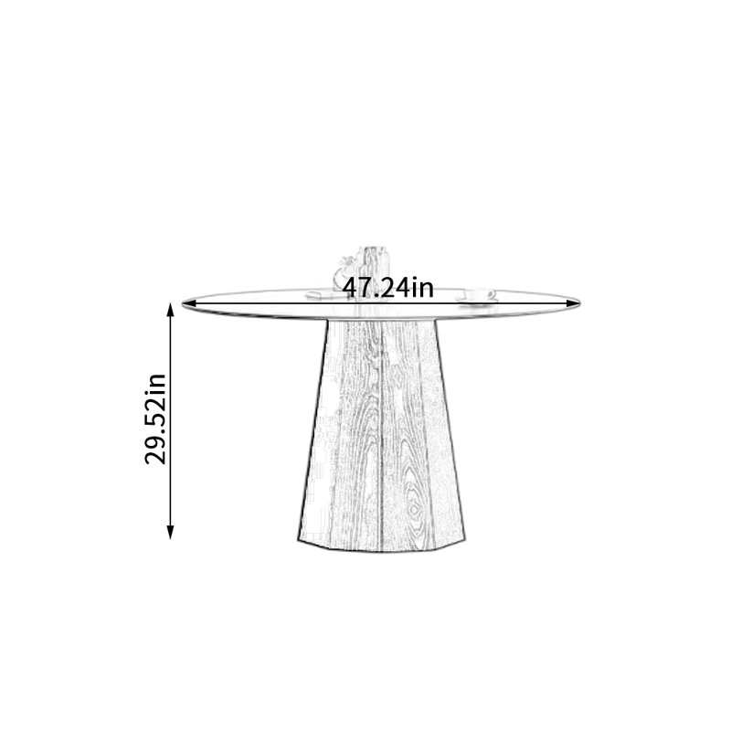Modern Minimalist Durable Rock Slab Round Table, White, 29.52"H x 47.24"L x 47.24"W