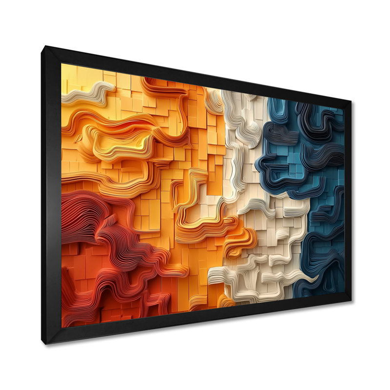 Biomorphism Fragments Forms III - Cubism, reproduction d'art sur toile, H 16 po x l 32 po, Cadre photo noir