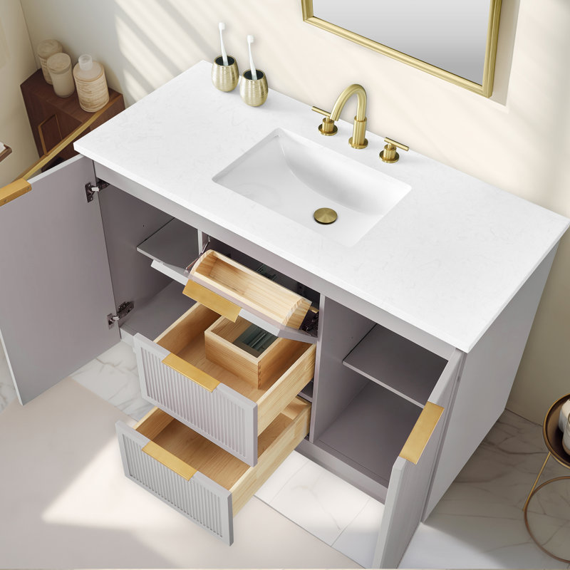 Aderyn 48" Single Vanity, Taupe/Brushed Bronze