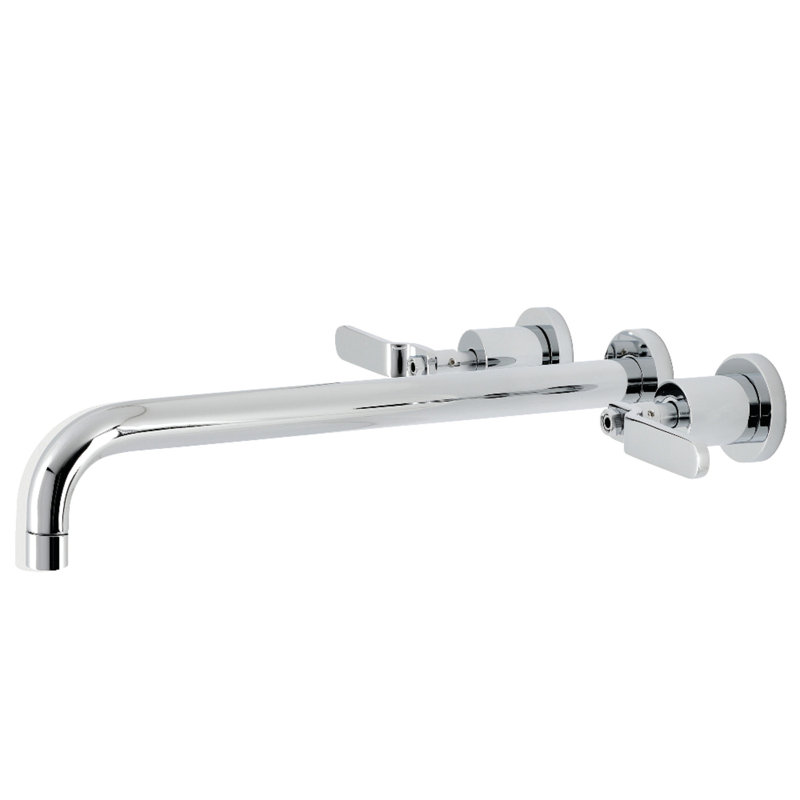 Kingston Brass Whitaker Two-Handle 3-Hole Wall Mount Roman Tub Faucet, Polished Chrome