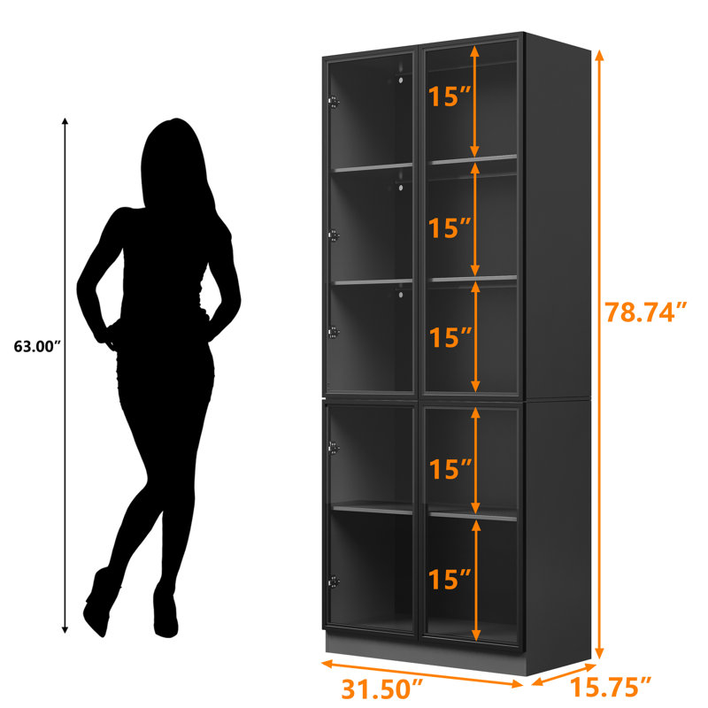 Vitrine à 5 niveaux avec porte en verre et lumières DEL, vitrine pour les collections