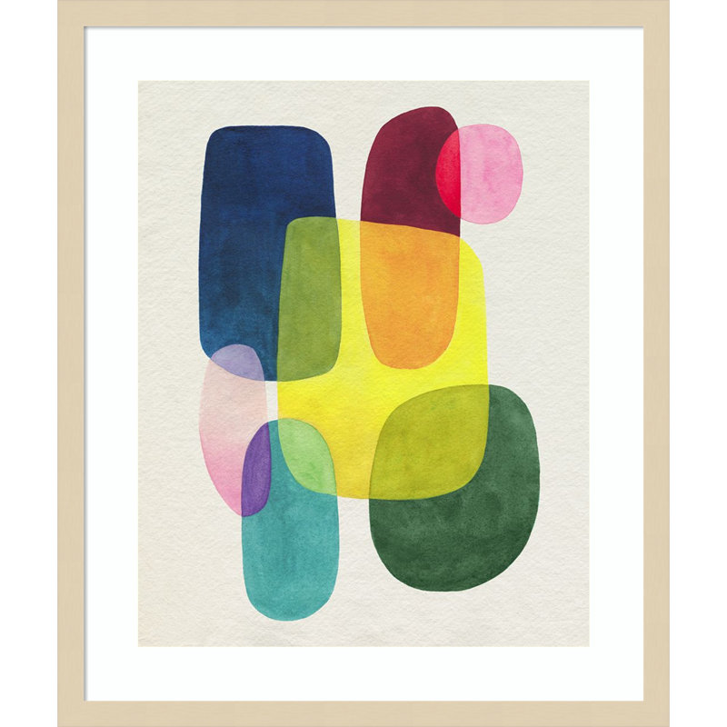 Sunlit Spectrum II Abstract Giclee Print with Natural Wood Frame