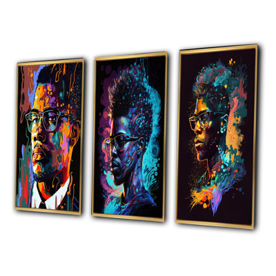 «Malcolm X Illustration», 3 pièces sur toile