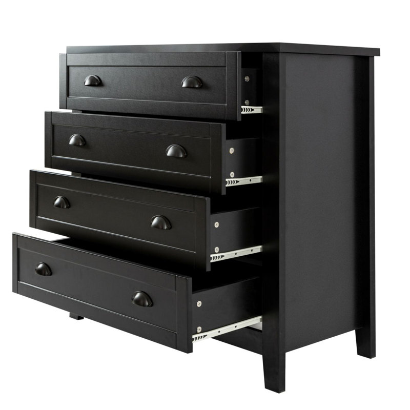 Buffet commode en bois massif, Noir