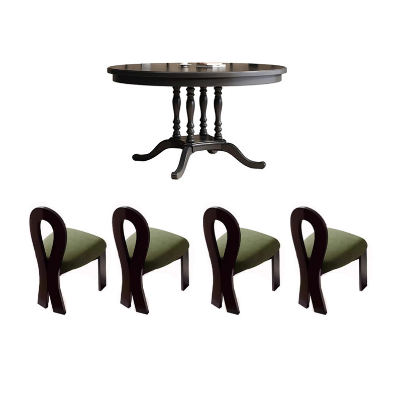 French elegant solid wood round table set