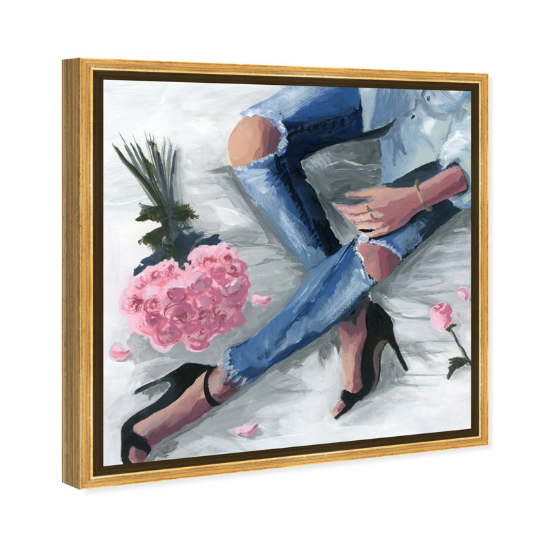 Romantiques jeans - Impression sur papier, H 12 po x l 12 po x P 1,5 po, Or
