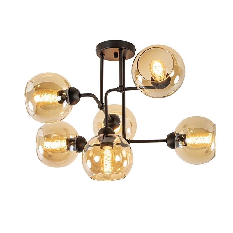 Glass Semi Flush Mount, Black