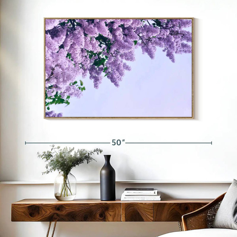 Délicats lilas mauves, Cadre flottant en bois naturel, 40 po x 27 po