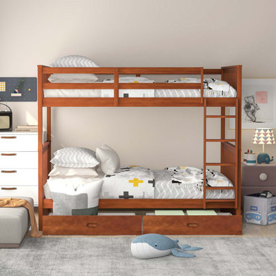 Bunk Bed With Ladders And Two Storage Drawers